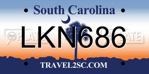 LKN686 South Carolina License Plate