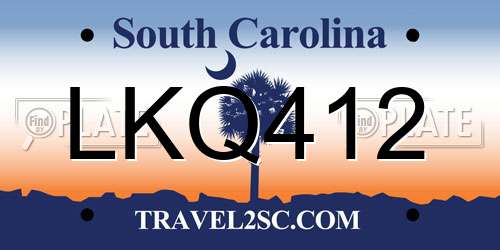 LKQ412 South Carolina License Plate