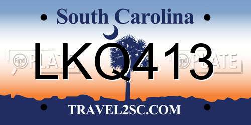 LKQ413 South Carolina License Plate