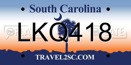 LKQ418 South Carolina License Plate