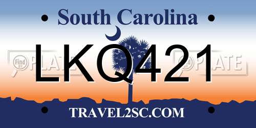 LKQ421 South Carolina License Plate