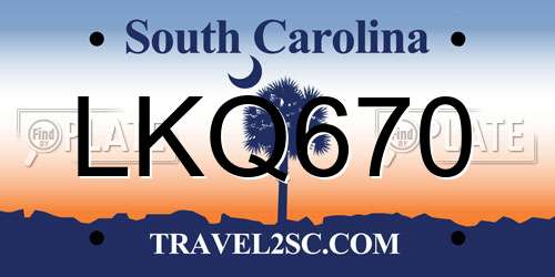 LKQ670 South Carolina License Plate