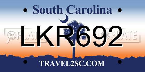 LKR692 South Carolina License Plate