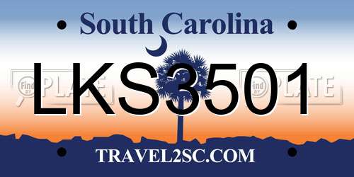 LKS3501 South Carolina License Plate