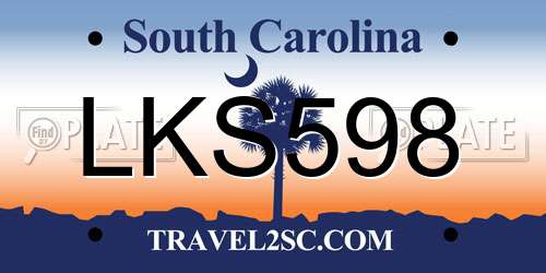 LKS598 South Carolina License Plate