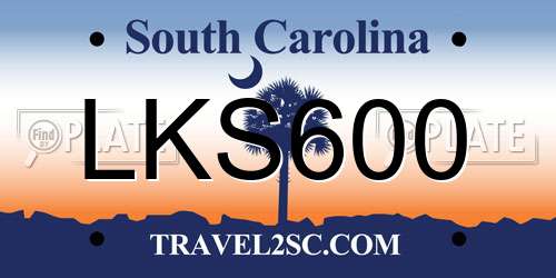 LKS600 South Carolina License Plate