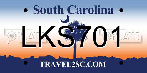 LKS701 South Carolina License Plate