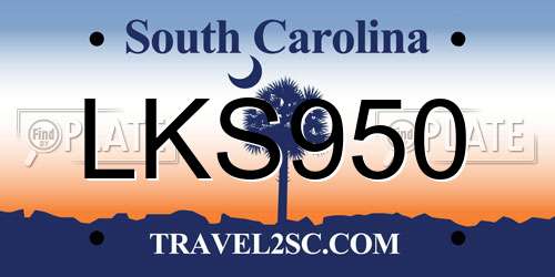 LKS950 South Carolina License Plate