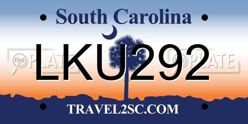 LKU292 South Carolina License Plate