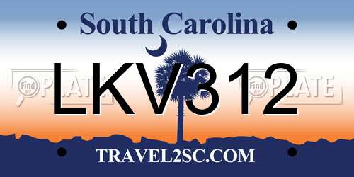 LKV312 South Carolina License Plate