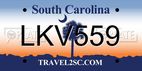 LKV559 South Carolina License Plate