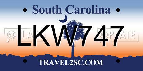 LKW747 South Carolina License Plate