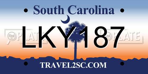 LKY187 South Carolina License Plate