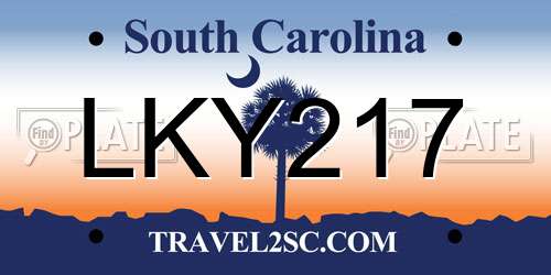 LKY217 South Carolina License Plate