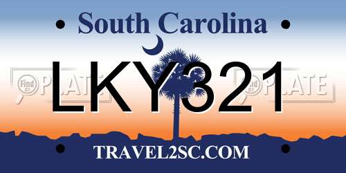 LKY321 South Carolina License Plate