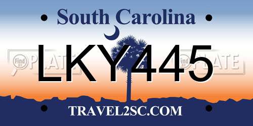 LKY445 South Carolina License Plate