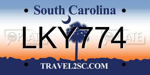 LKY774 South Carolina License Plate