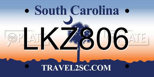 LKZ806 South Carolina License Plate