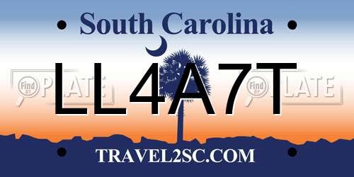 LL4A7T South Carolina License Plate