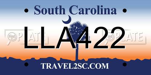 LLA422 South Carolina License Plate