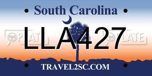 LLA427 South Carolina License Plate