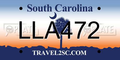 LLA472 South Carolina License Plate