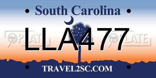 LLA477 South Carolina License Plate