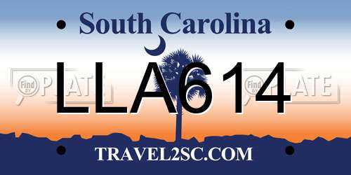LLA614 South Carolina License Plate