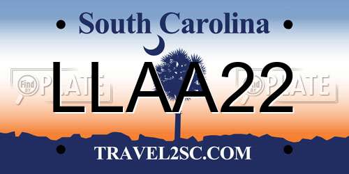 LLAA22 South Carolina License Plate