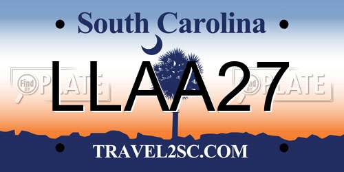LLAA27 South Carolina License Plate