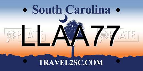 LLAA77 South Carolina License Plate