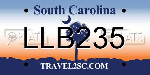LLB235 South Carolina License Plate