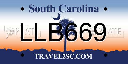 LLB669 South Carolina License Plate