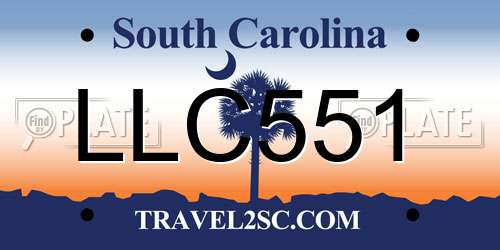 LLC551 South Carolina License Plate