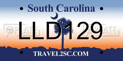 LLD129 South Carolina License Plate