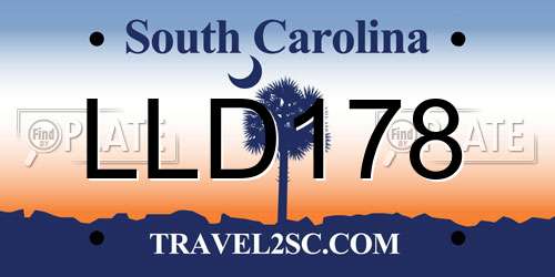 LLD178 South Carolina License Plate