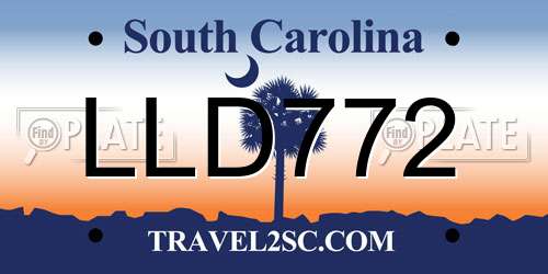 LLD772 South Carolina License Plate