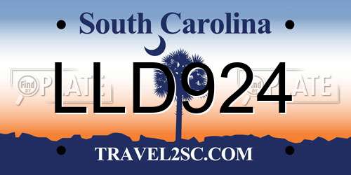 LLD924 South Carolina License Plate