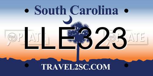 LLE323 South Carolina License Plate