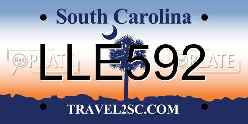 LLE592 South Carolina License Plate