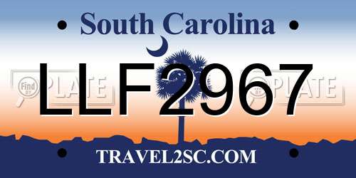 LLF2967 South Carolina License Plate