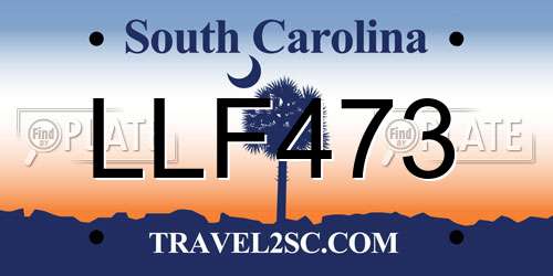 LLF473 South Carolina License Plate