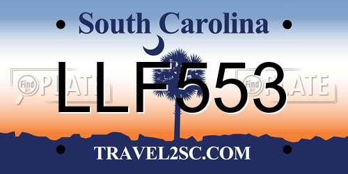 LLF553 South Carolina License Plate