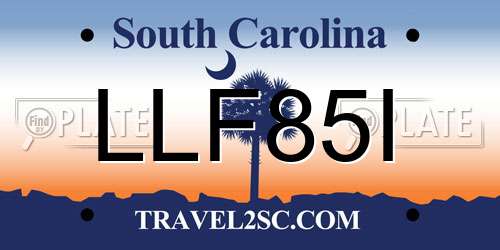 LLF85I South Carolina License Plate