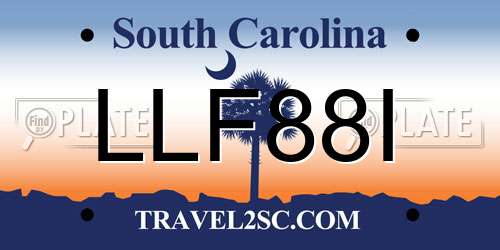 LLF88I South Carolina License Plate