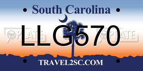 LLG570 South Carolina License Plate
