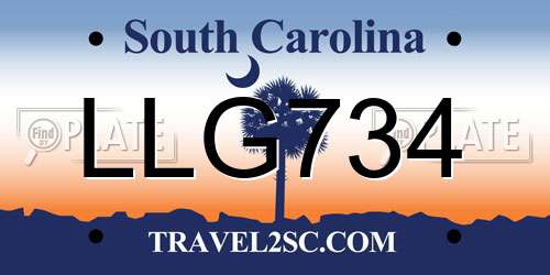 LLG734 South Carolina License Plate