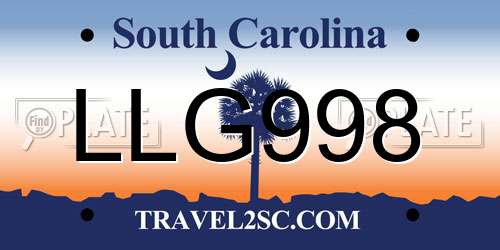 LLG998 South Carolina License Plate