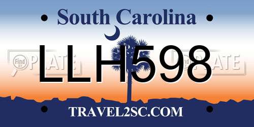 LLH598 South Carolina License Plate