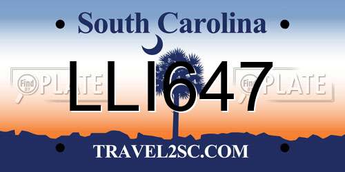 LLI647 South Carolina License Plate